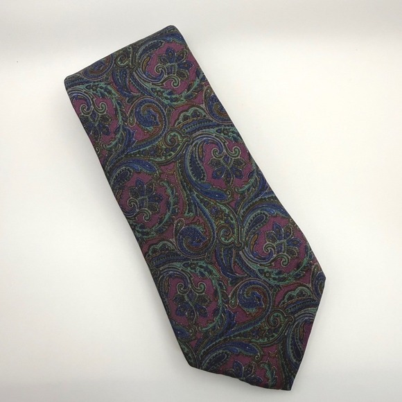 Bert Pulitzer Other - Bert Pulitzer Tie 3.5" Silk Ancient Madder Paisley Purple Teal Vintage Classic